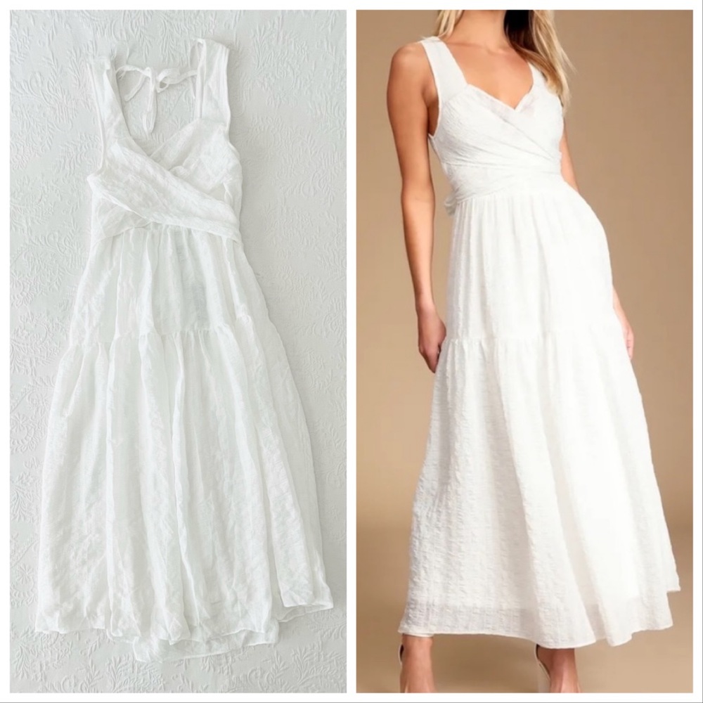 Lulu's White Open Back Midi Dress